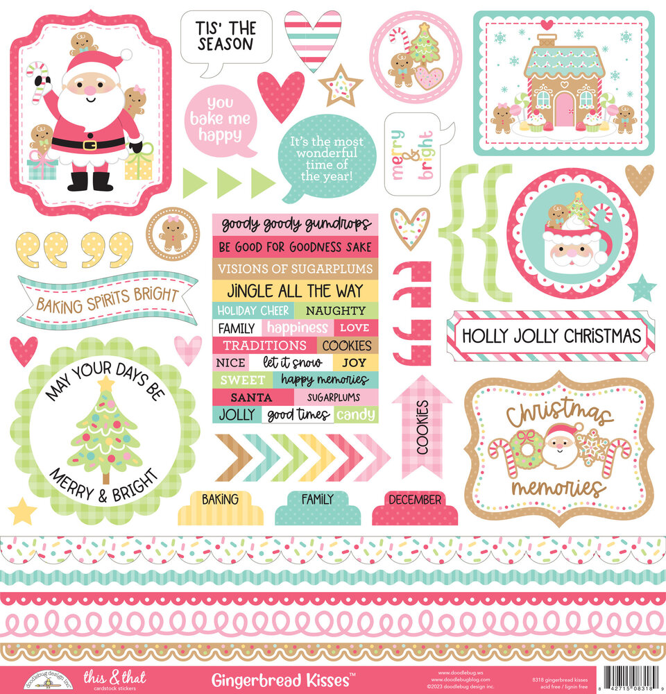 Doodlebug Design Gingerbread Kisses This & That Stickers (8318) (OUTLET)