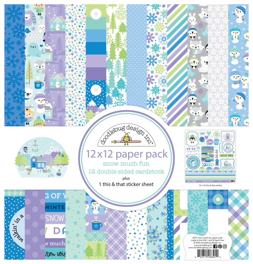 Doodlebug Design Snow Much Fun 12x12 Inch Paper Pack (8391) (OUTLET)
