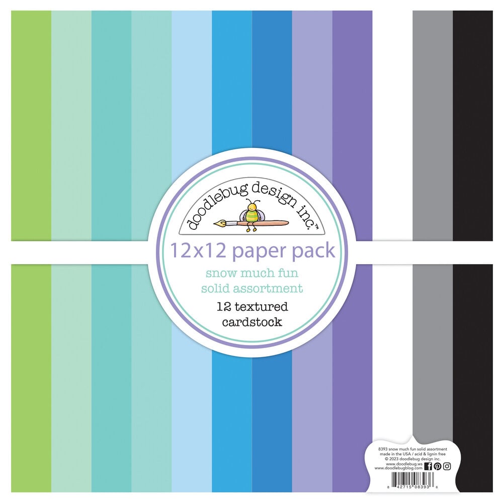 Doodlebug Design Snow Much Fun 12x12 Inch Textured Cardstock Assortment Pack (8393) (OUTLET)