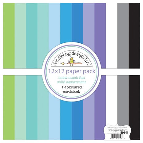 Doodlebug Design Snow Much Fun 12x12 Inch Textured Cardstock Assortment Pack (8393) (OUTLET)
