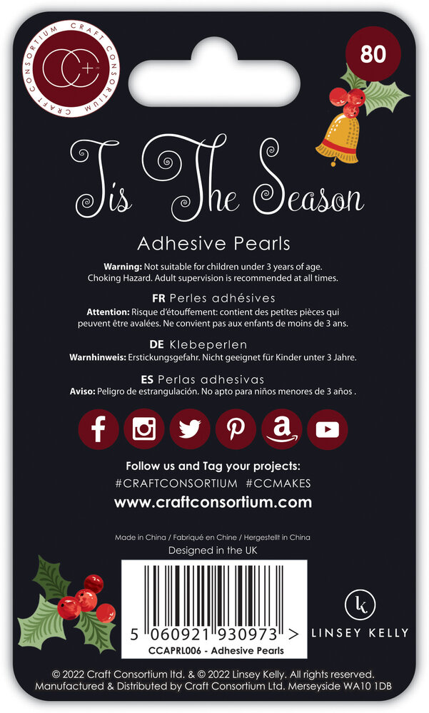Craft Consortium Tis the Season Adhesive Pearls (CCAPRL006) (OUTLET)