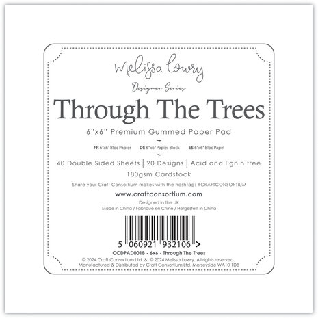 Craft Consortium Through The Trees 6x6 Inch Paper Pad (CCDPAD001B) (OUTLET)
