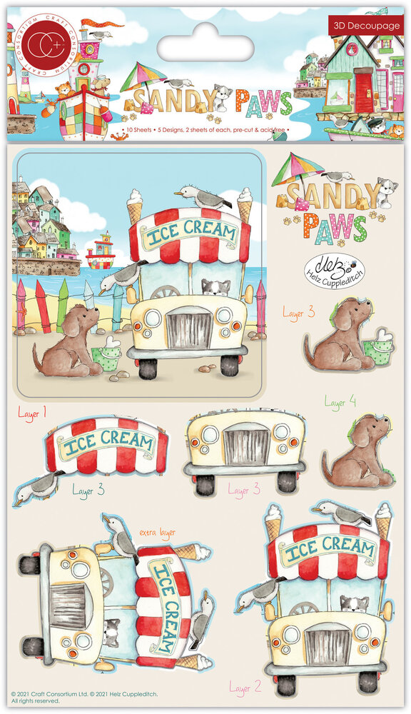 Craft Consortium Sandy Paws 3D Decoupage Set (CCDAPK007) (OUTLET)