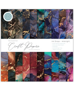 Craft Consortium Essential Craft Papers 8x8 Inch Paper Pad Ink Drops Midnight (CCEPAD029E) (OUTLET)