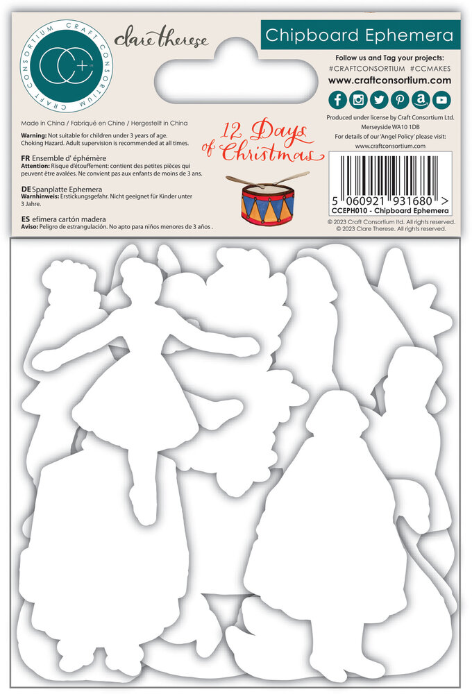 Craft Consortium 12 Days of Christmas Chipboard Ephemera (CCEPH010) (OUTLET)