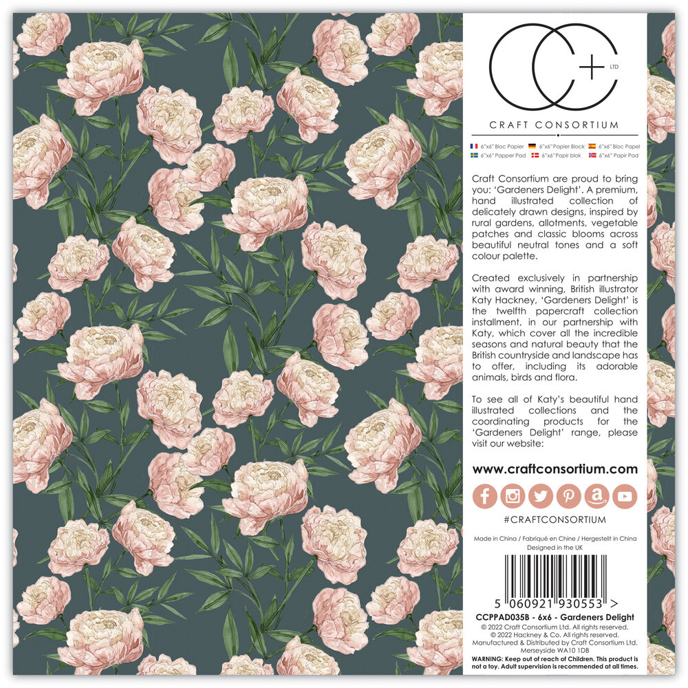 Craft Consortium Gardeners Delight 6x6 Inch Paper Pad (CCPPAD035B) (OUTLET)