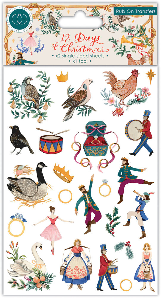Craft Consortium 12 Days of Christmas Rub-ons (CCRUBT006) (OUTLET)