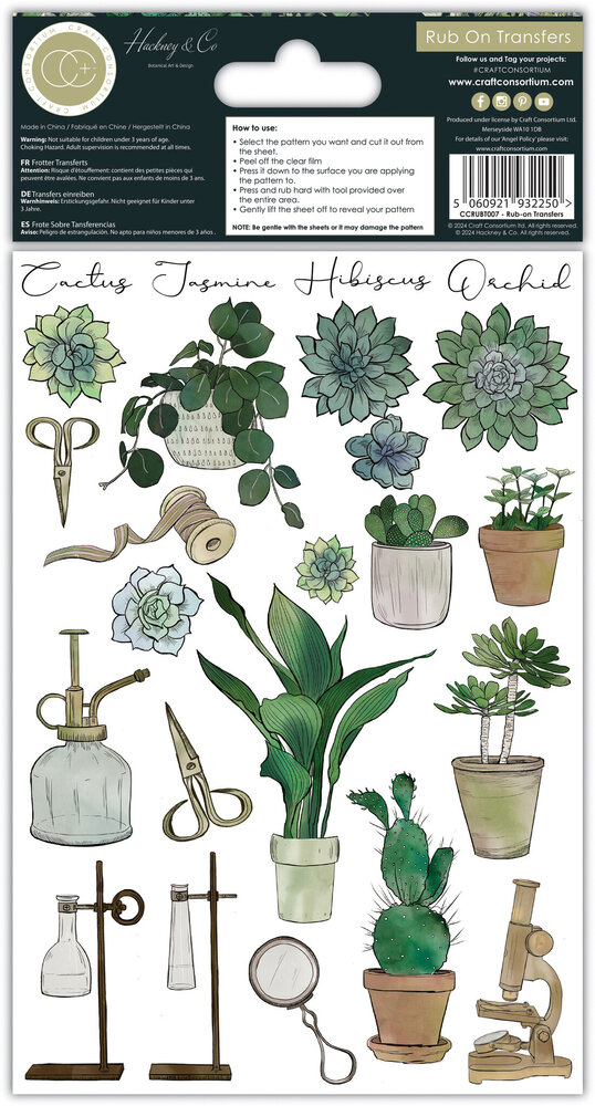 Craft Consortium Botany Boutique Rub-ons (CCRUBT007) (OUTLET)