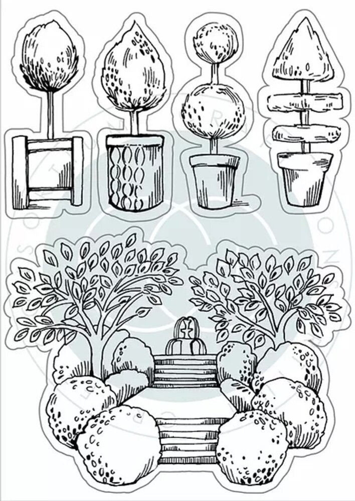 Craft Consortium Secret Garden Topiary Clear Stamps (CCSTMP061) (OUTLET)
