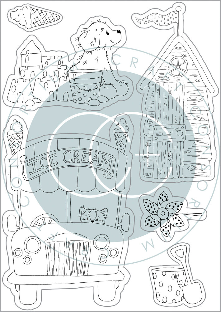 Craft Consortium Sandy Paws Ice Cream Clear Stamps (CCSTMP065) (OUTLET)