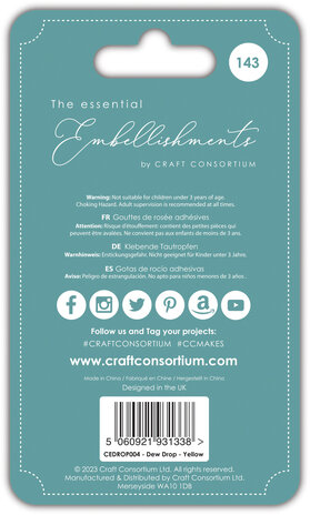 Craft Consortium Adhesive Dew Drops Yellow (CEDROP004) (OUTLET) Craft Consortium Adhesive Dew Drops Yellow (CEDROP004) (OUTLET)