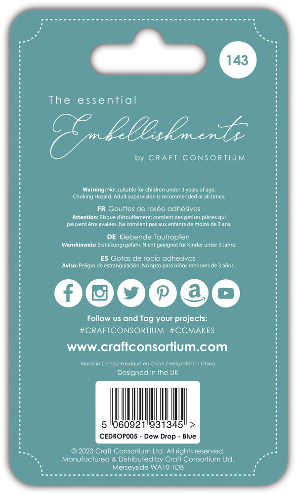 Craft Consortium Adhesive Dew Drops Blue (CEDROP005) (OUTLET) Craft Consortium Adhesive Dew Drops Blue (CEDROP005) (OUTLET)