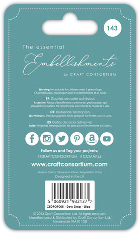 Craft Consortium Adhesive Dew Drops Lilac (CEDROP008) (OUTLET) Craft Consortium Adhesive Dew Drops Lilac (CEDROP008) (OUTLET)