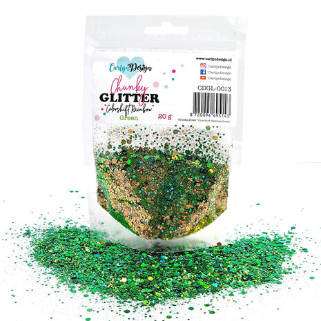 CarlijnDesign Chunky Glitter Colorshift Rainbow Green 20g (CDGL-0013) (OUTLET)