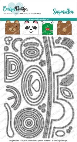 CarlijnDesign Snijmallen Knuffelkaart Beer Panda Kikker (CDSN-0069) (OUTLET)