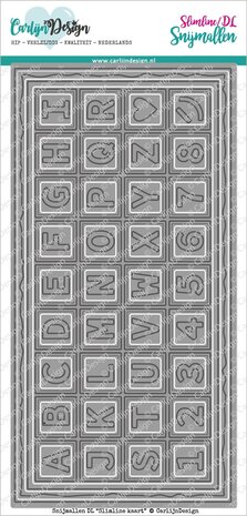 CarlijnDesign Snijmallen DL Slimline Kaart 4 Chocolade Alfabet (CDSN-0082) (OUTLET)