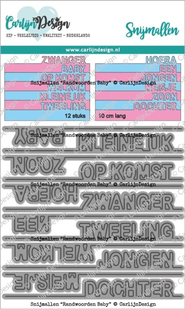CarlijnDesign Snijmallen Randwoorden Baby (CDSN-0158) (OUTLET)