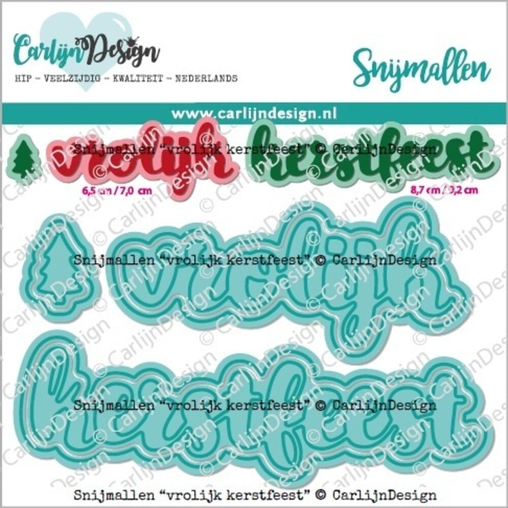 CarlijnDesign Snijmallen Vrolijk Kerstfeest (CDSN-0185) (OUTLET)