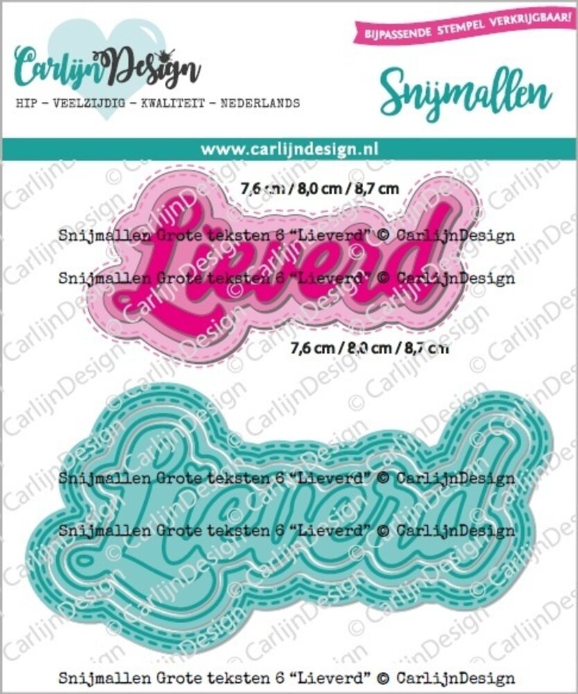 CarlijnDesign Snijmallen Grote Teksten 6 Lieverd (CDSN-0206) (OUTLET)