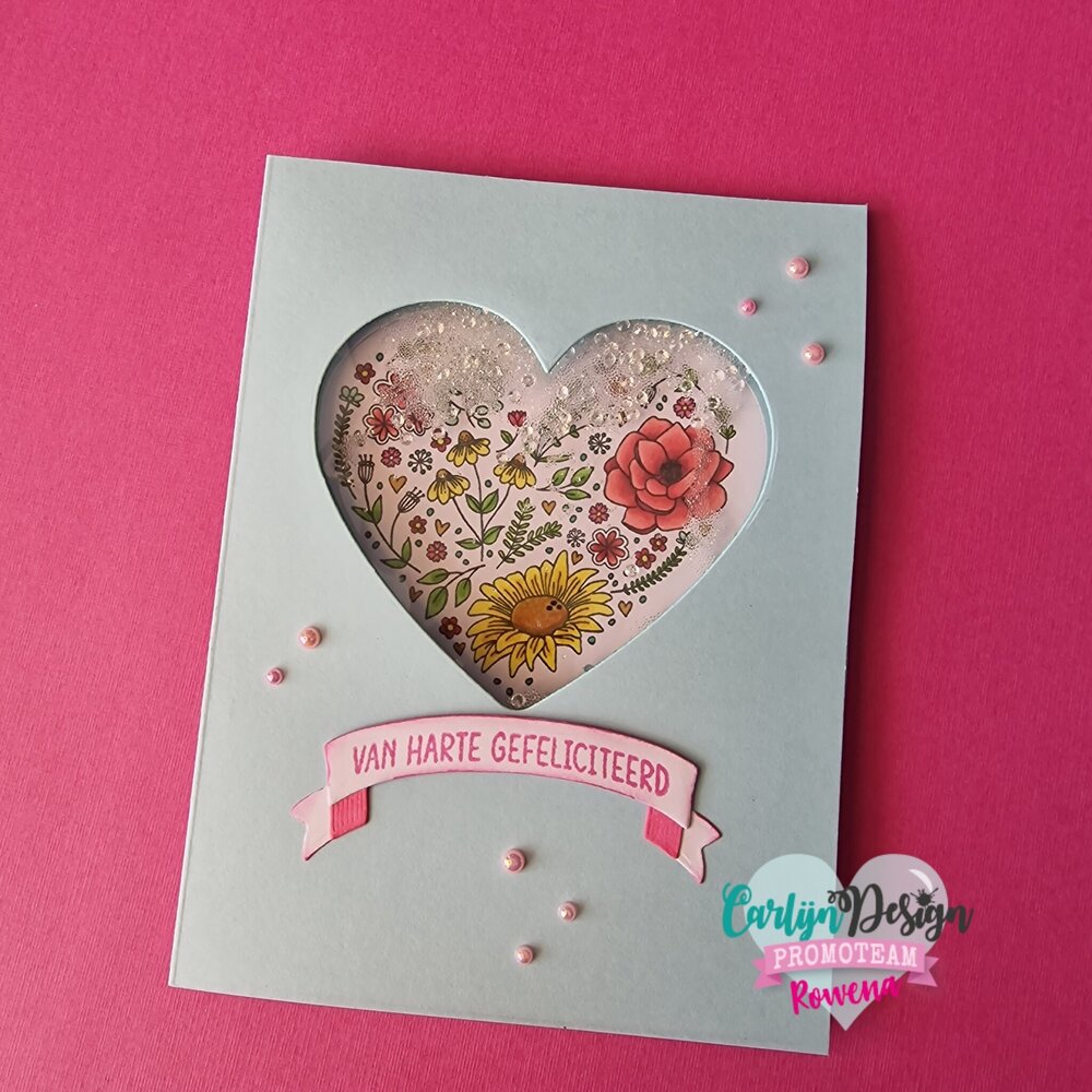 CarlijnDesign Bloemenhart Banner Stempels (CDST-0100) (OUTLET)