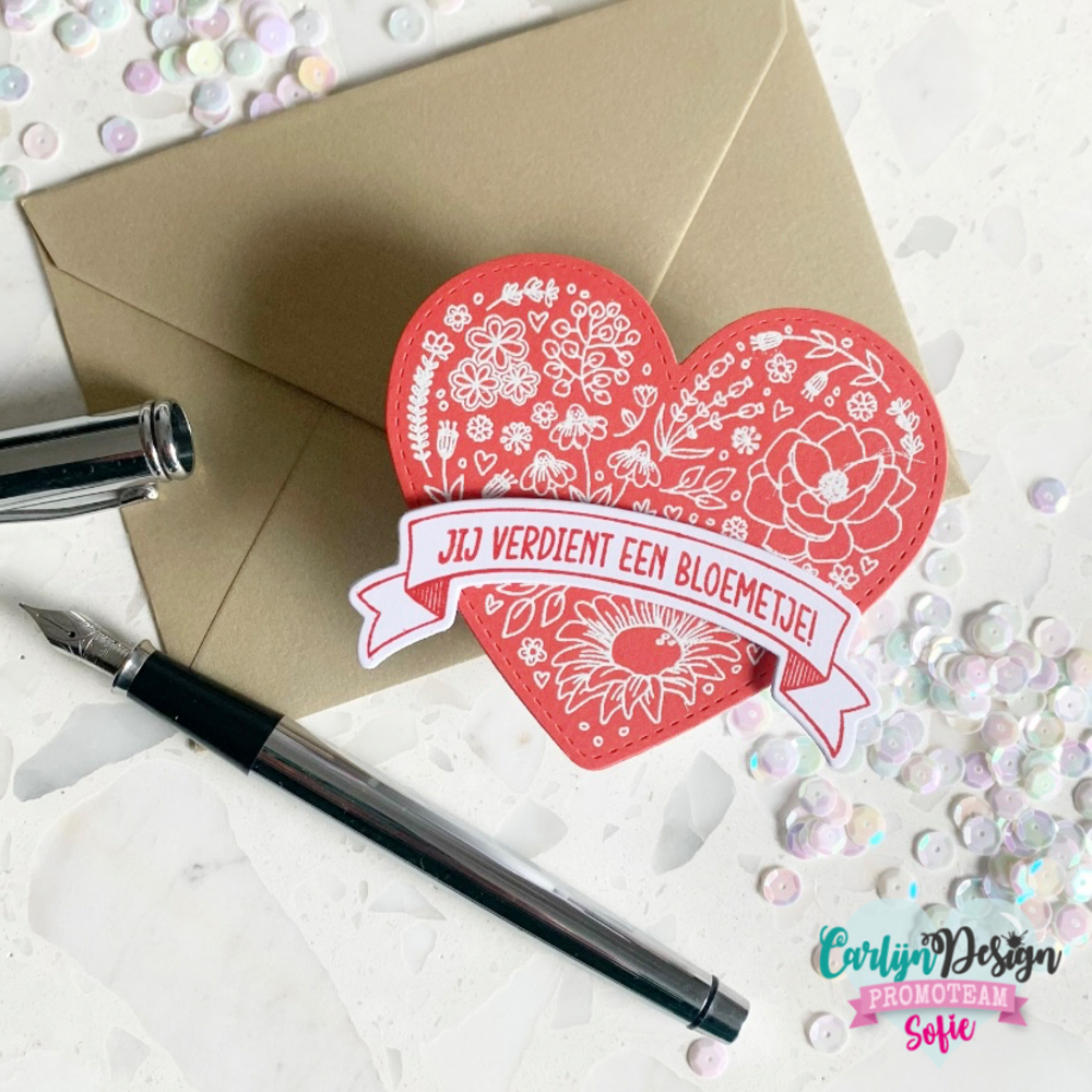 CarlijnDesign Bloemenhart Banner Stempels (CDST-0100) (OUTLET)