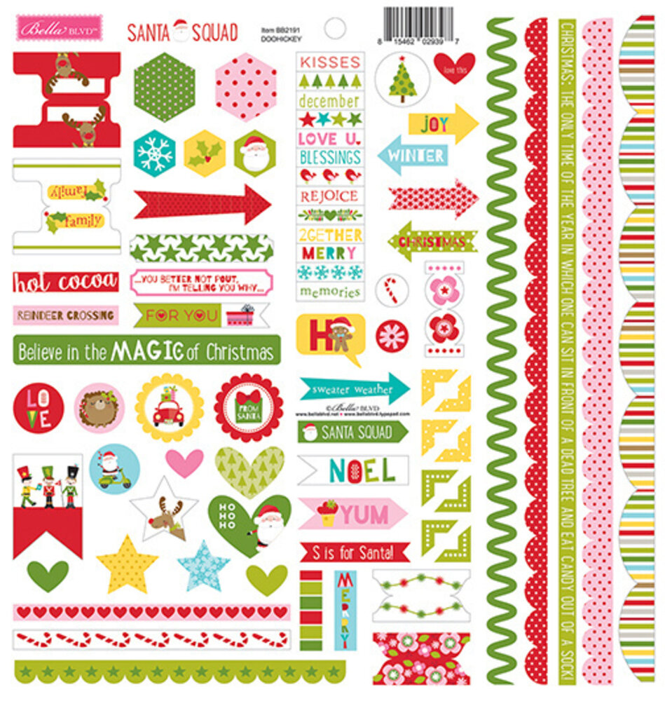 Bella BLVD Santa Squad Doohickey Cardstock Stickers (BB2191) (OUTLET)