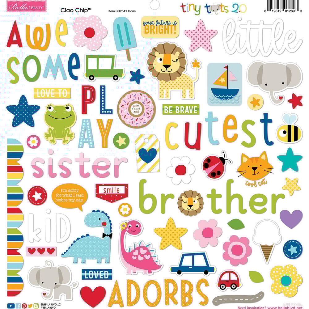 Bella BLVD Tiny Tots 2.0 Chipboard Icons (BB2541) (OUTLET)