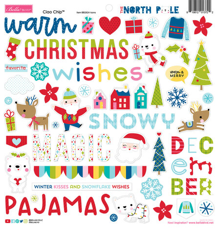 Bella BLVD The North Pole Ciao Chipboard Icons (BB2624) (OUTLET)