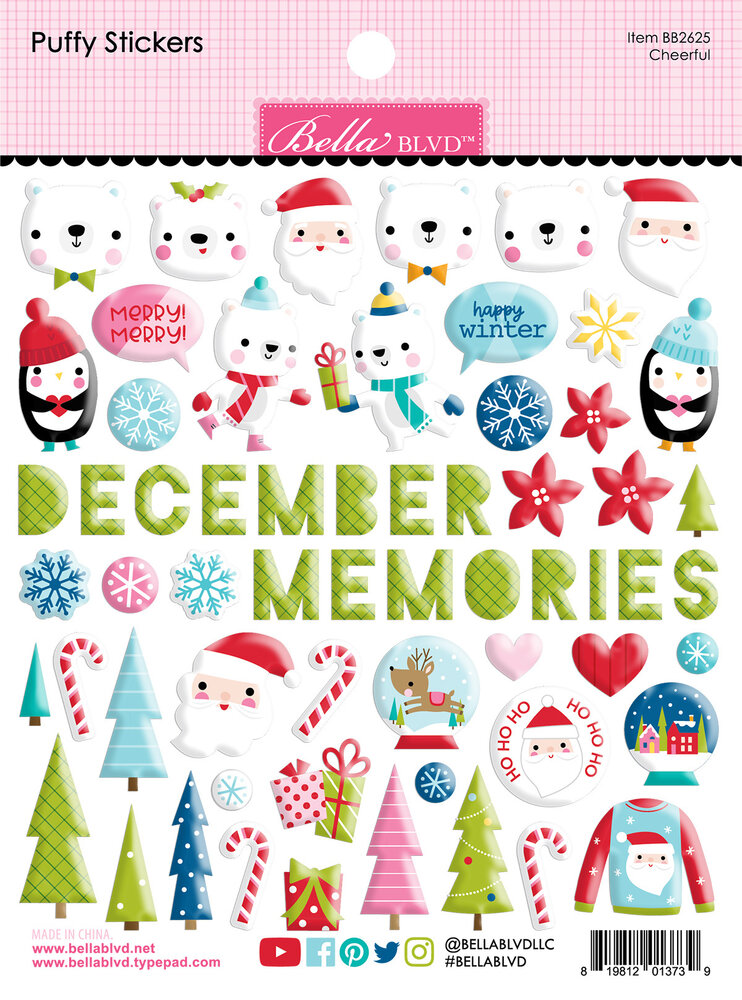 Bella BLVD The North Pole Cheerful Puffy Stickers (BB2625) (OUTLET)