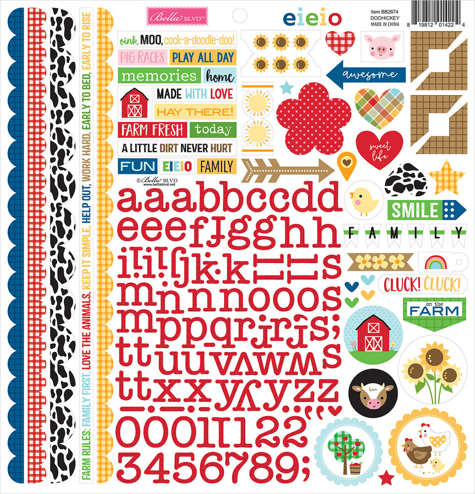 Bella BLVD EIEIO Doohickey Cardstock Stickers (BB2674) (OUTLET)