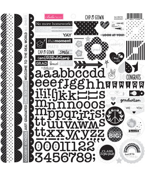 Bella BLVD Cap & Gown Doohickey Cardstock Stickers (BB2700) (OUTLET)