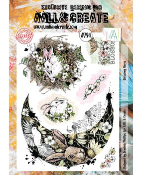 AALL and Create Stamp Set A4 Blossomy Hares (AALL-TP-794) (OUTLET)