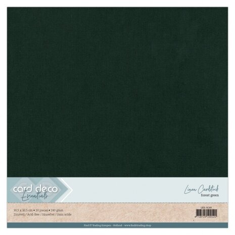 Card Deco Linen Cardstock Forest Green 10 Vel 30,5x30,5 cm (LKK-SC69)