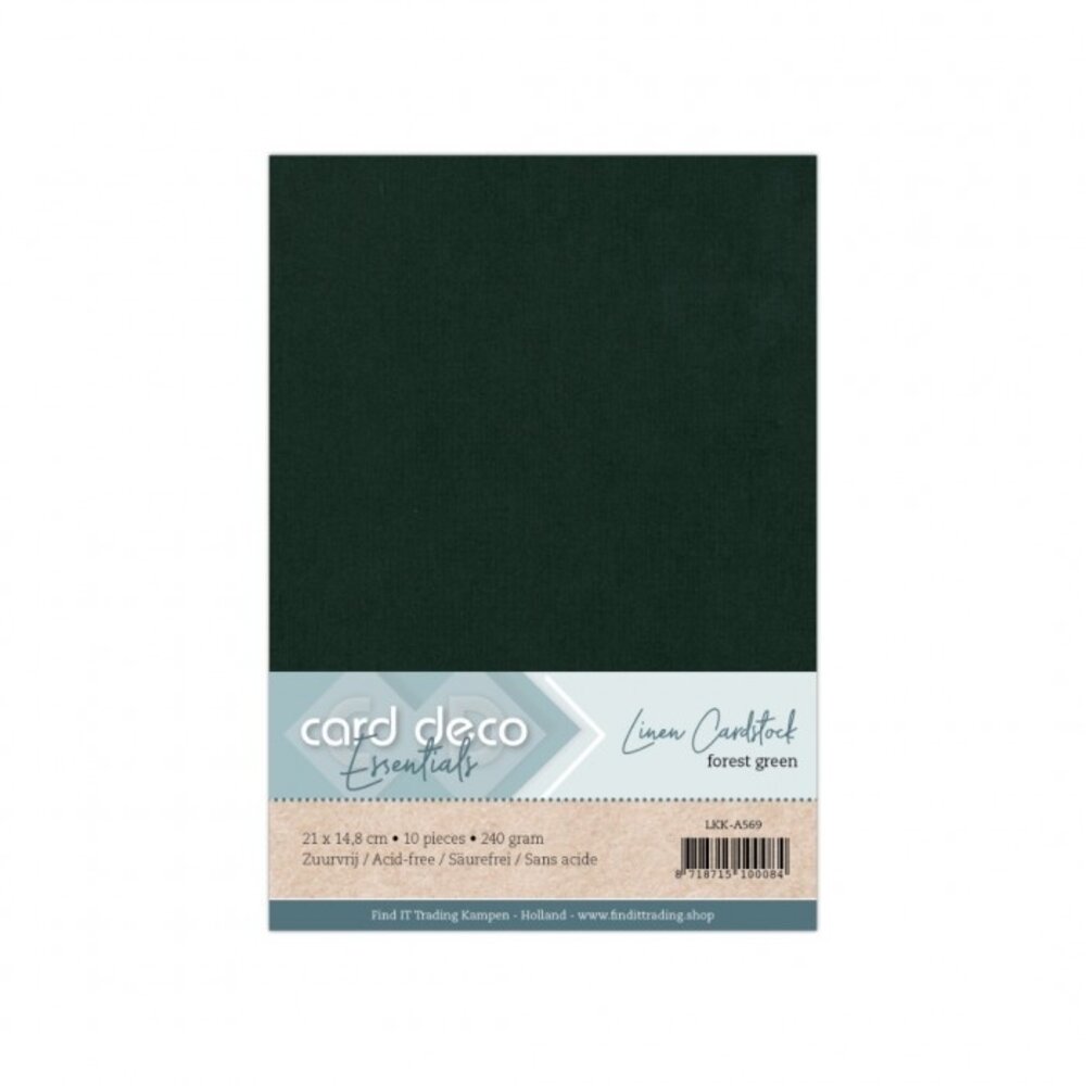 Card Deco Linen Cardstock Forest Green 10 Vel A5 (LKK-A569)
