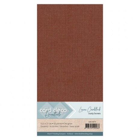Card Deco Linen Cardstock Rusty Brown 10 Vel Vierkant (LKK-4K70)