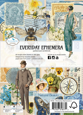 Elizabeth Craft Designs Everyday Ephemera A5 Patterned Cardstock (PS02)