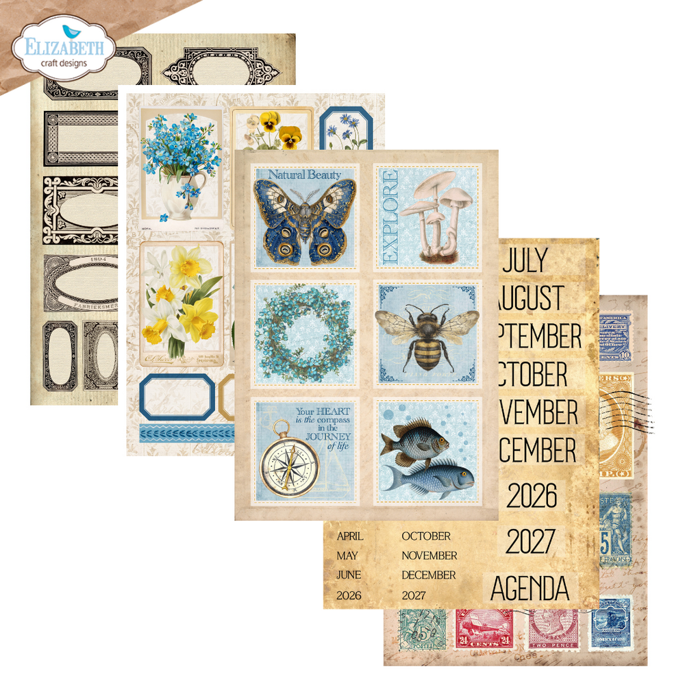Elizabeth Craft Designs Everyday Ephemera A5 Patterned Cardstock (PS02)