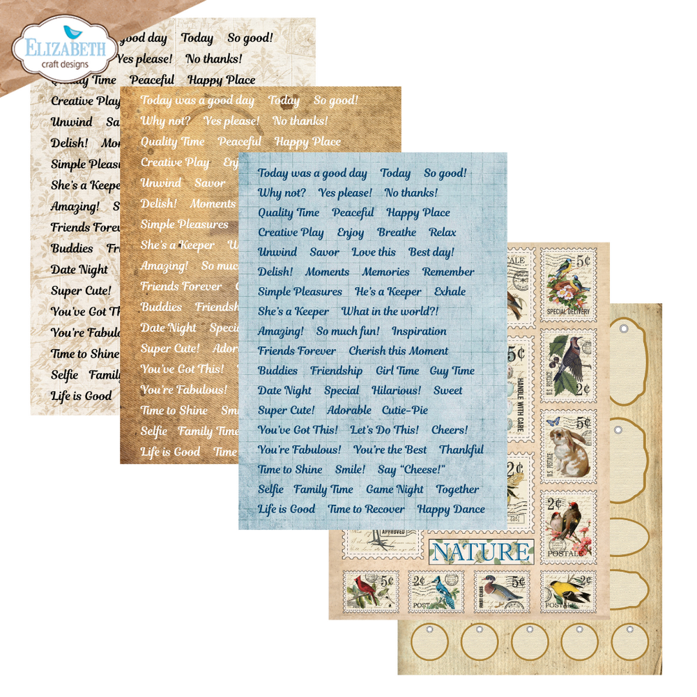 Elizabeth Craft Designs Everyday Ephemera A5 Patterned Cardstock (PS02)