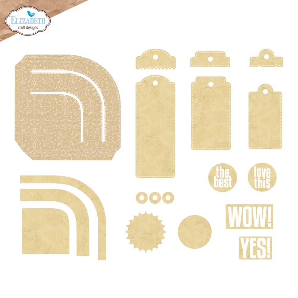 Elizabeth Craft Designs Delightful Discovery Dies Rounded Pocket with Tags (2337)