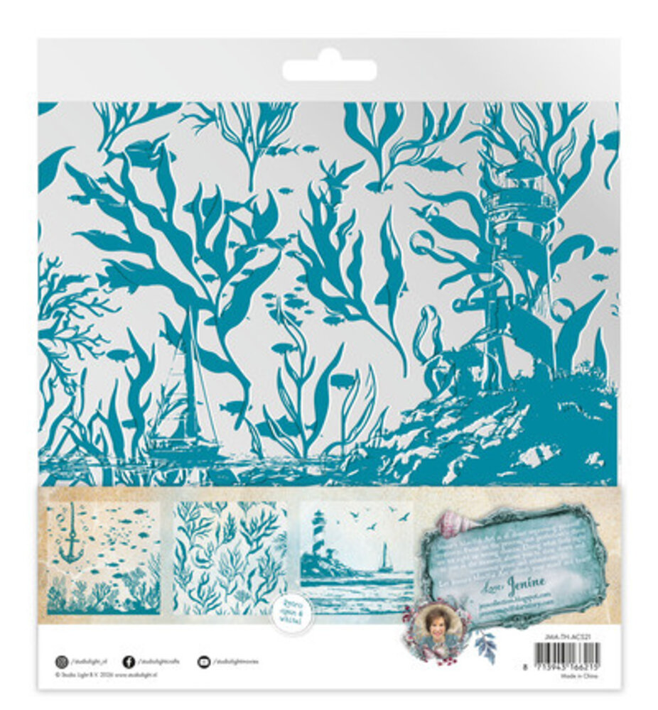 Studio Light Tide of Hope Acetate Sheets 8x8 Inch White & Retro Cyan (JMA-TH-ACS21)