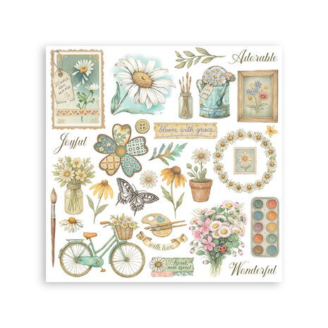 Stamperia Daisy Art 6x6 Inch Rub-On Assortment (DFLRBX08)