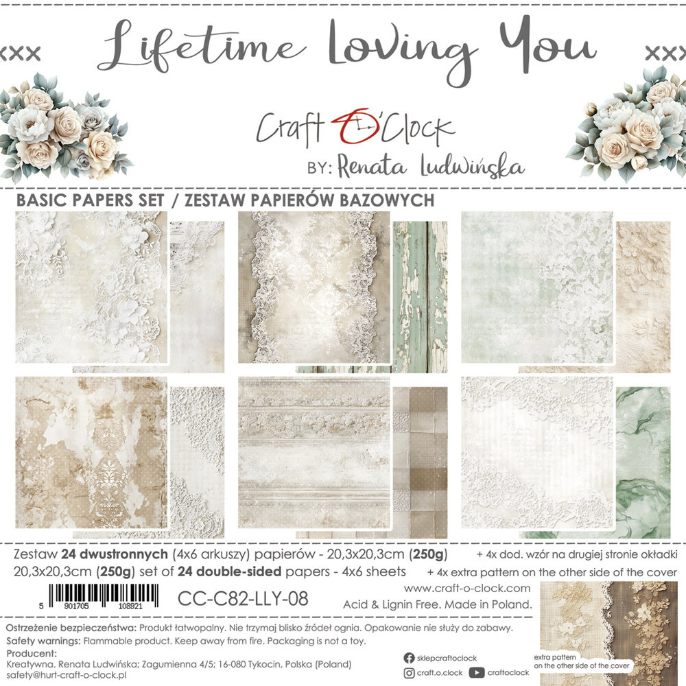Craft O'Clock Lifetime Loving You 8x8 Inch Basic Papers Set (CC-C82-LLY-08)