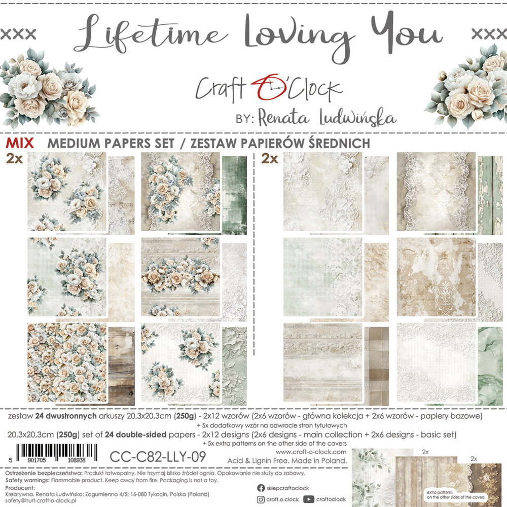 Craft O'Clock Lifetime Loving You 8x8 Inch Medium Papers Set (CC-C82-LLY-09)