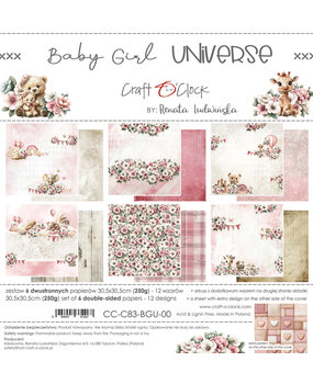 Craft O'Clock Baby Girl Universe 12x12 Inch Paper Set (CC-C83-BGU-00)