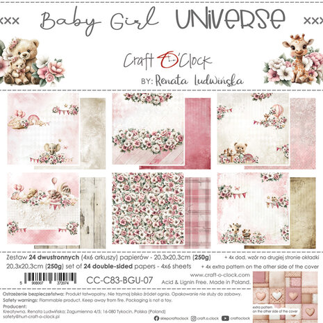 Craft O'Clock PRE-ORDER Baby Girl Universe 8x8 Inch Paper Set (CC-C83-BGU-07)