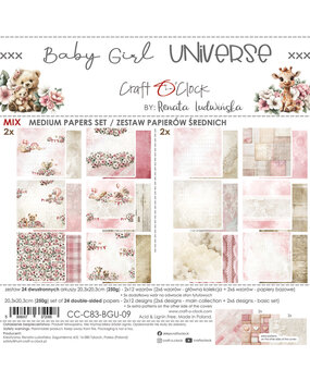 Craft O'Clock PRE-ORDER Baby Girl Universe 8x8 Inch Medium Papers Set (CC-C83-BGU-09) Craft O'Clock PRE-ORDER Baby Girl Universe 8x8 Inch Medium Papers Set (CC-C83-BGU-09)
