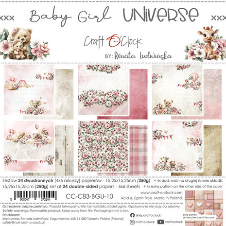 Craft O'Clock PRE-ORDER Baby Girl Universe 6x6 Inch Paper Set (CC-C83-BGU-10)