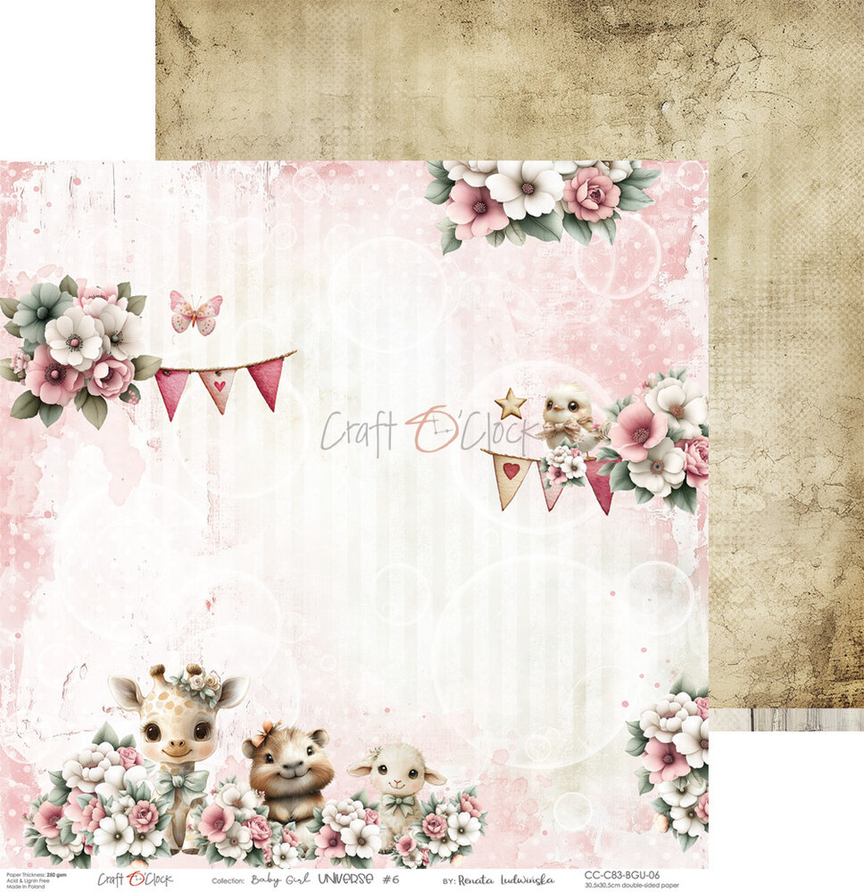 Craft O'Clock Baby Girl Universe 6x6 Inch Paper Set (CC-C83-BGU-10)