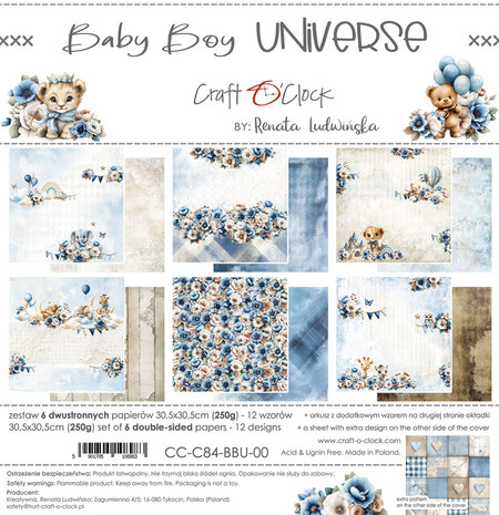 Craft O'Clock PRE-ORDER Baby Boy Universe 12x12 Inch Paper Set (CC-C84-BBU-00)