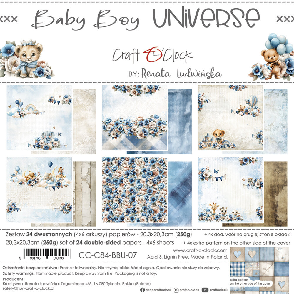 Craft O'Clock Baby Boy Universe 8x8 Inch Paper Set (CC-C84-BBU-07)